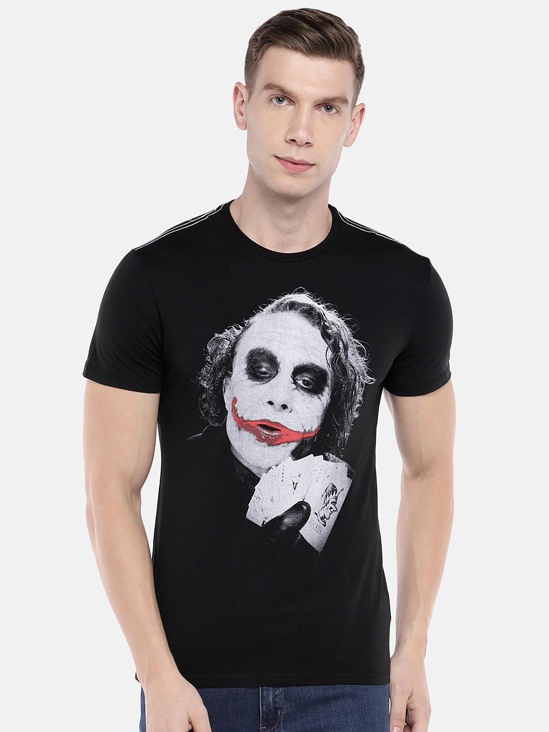 

Globus Men Black Joker Printed Round Neck T-shirt