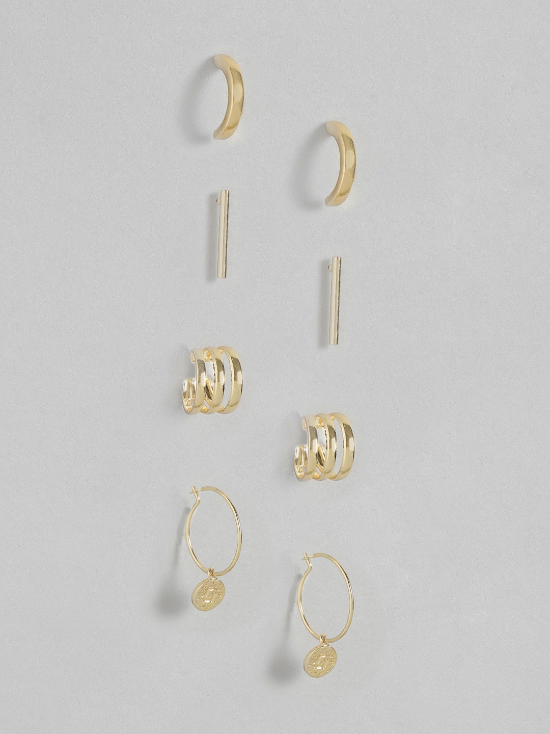 

MANGO Set of 4 Gold-Toned Contemporary Studs