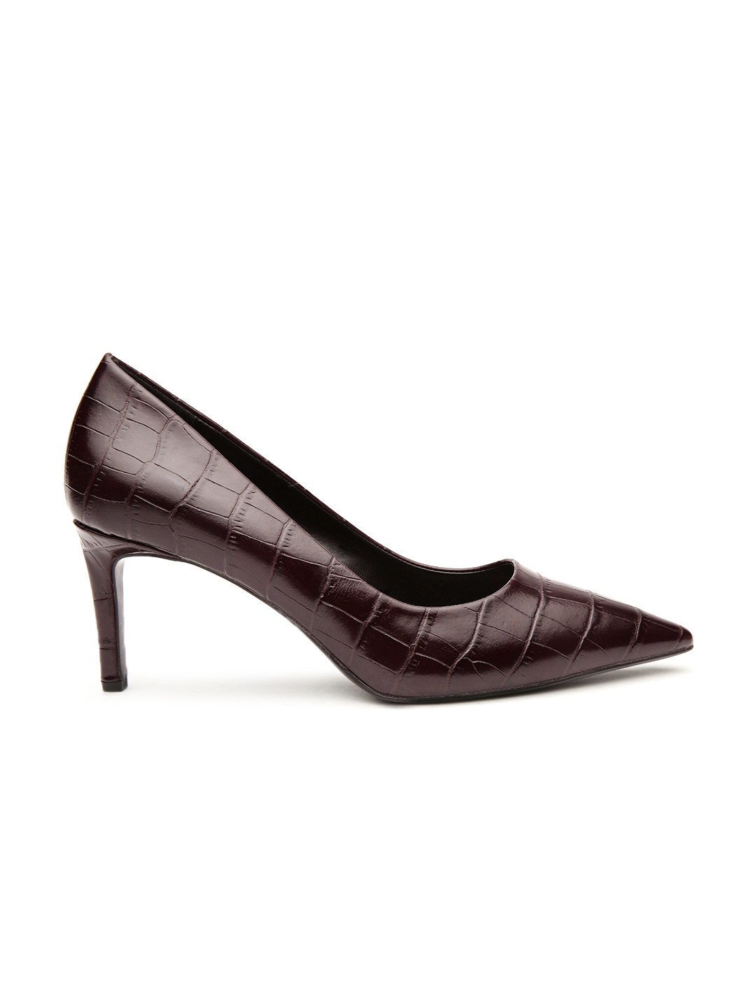 

MANGO Women Burgundy Croc Textured Pumps