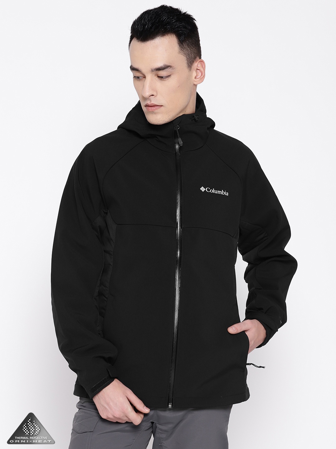 

Columbia Men Black Baltic Point Solid Hooded Jacket