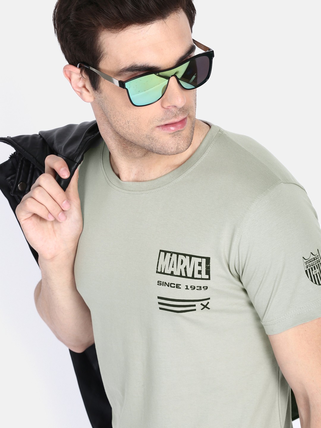 

Kook N Keech Marvel Men Grey Printed Round Neck Pure Cotton T-shirt, Olive