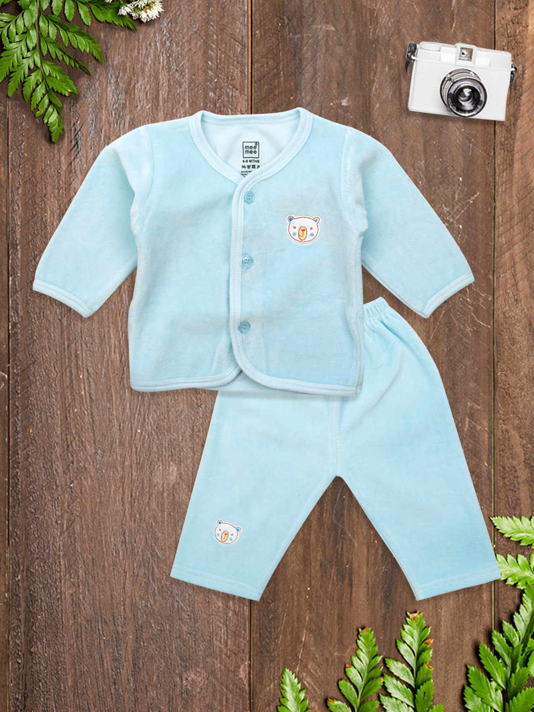 

MeeMee Unisex Blue Self-Striped Shirt with Joggers