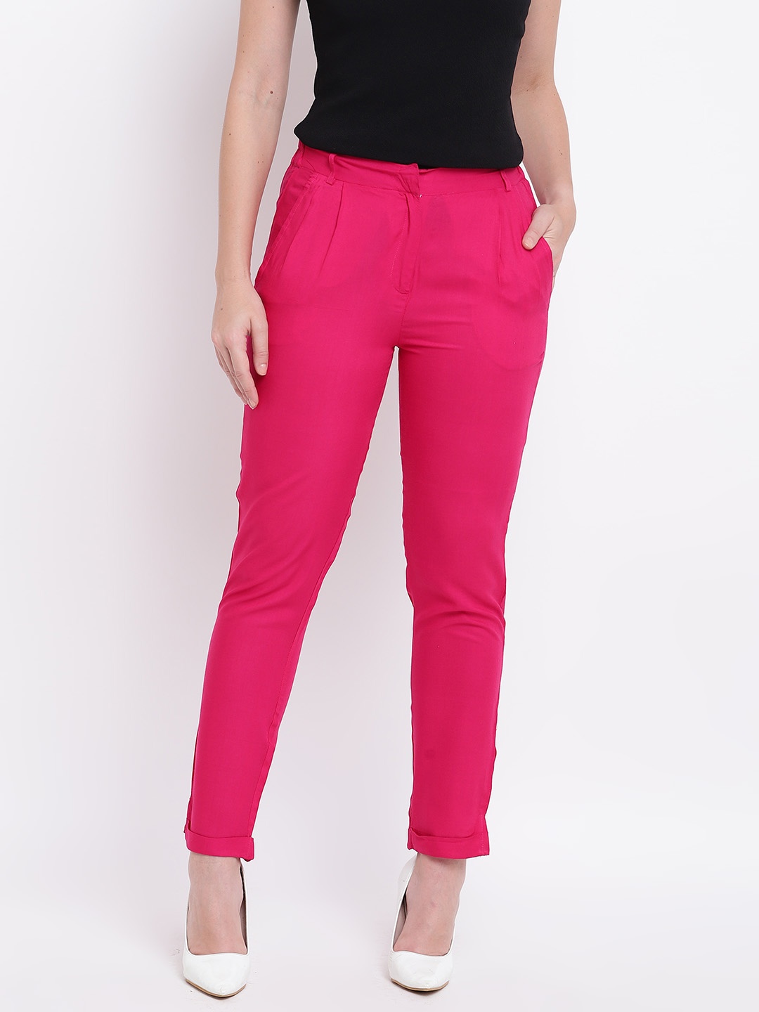 

Deewa Women Pink Regular Fit Solid Regular Trousers