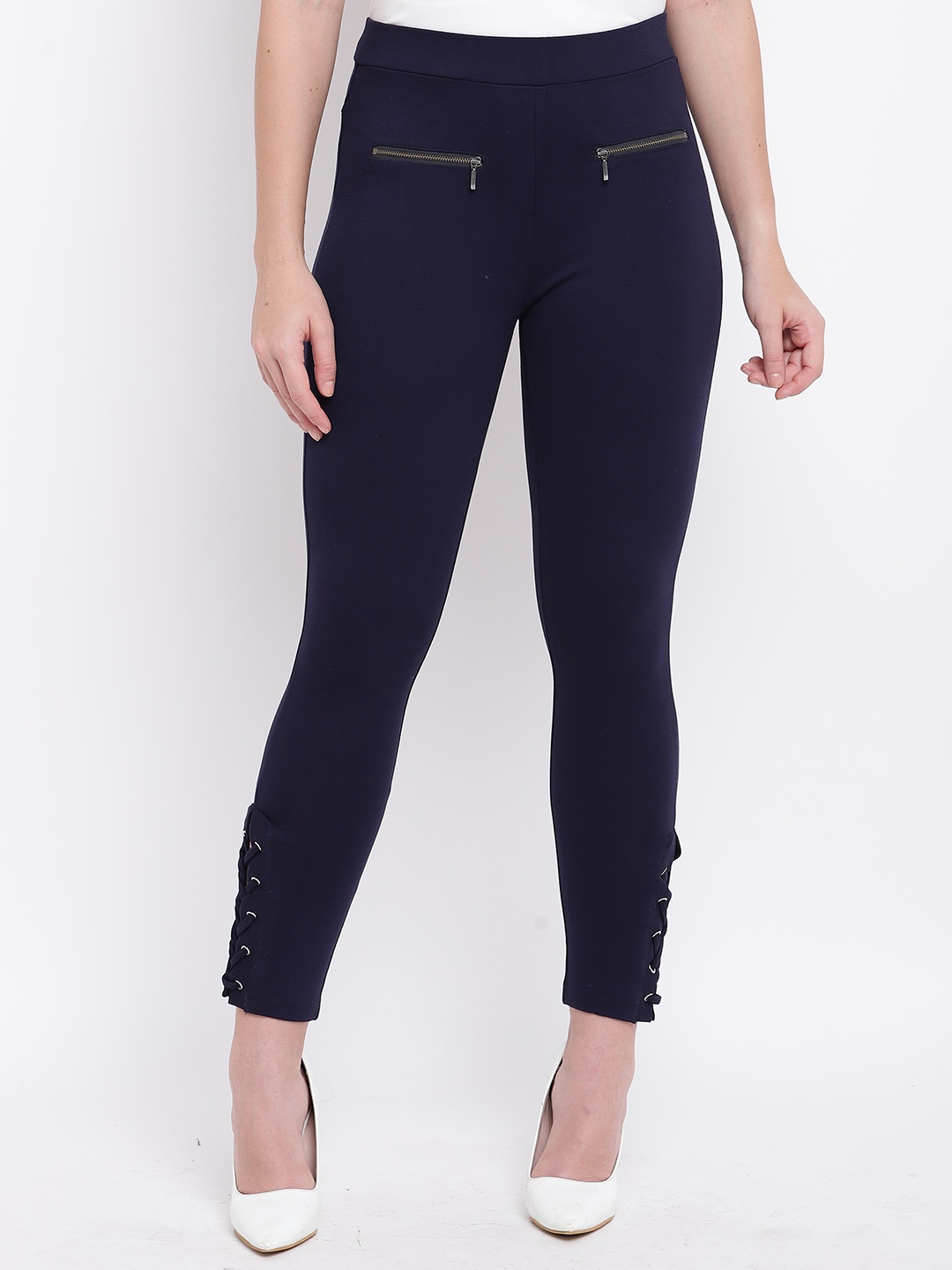 

Deewa Women Navy Blue Slim Fit Solid Treggings