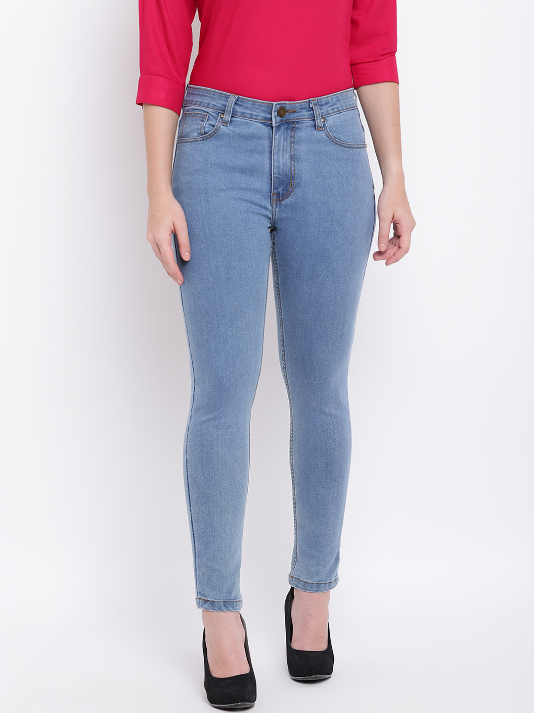

Deewa Women Blue Slim Fit High-Rise Clean Look Stretchable Jeans