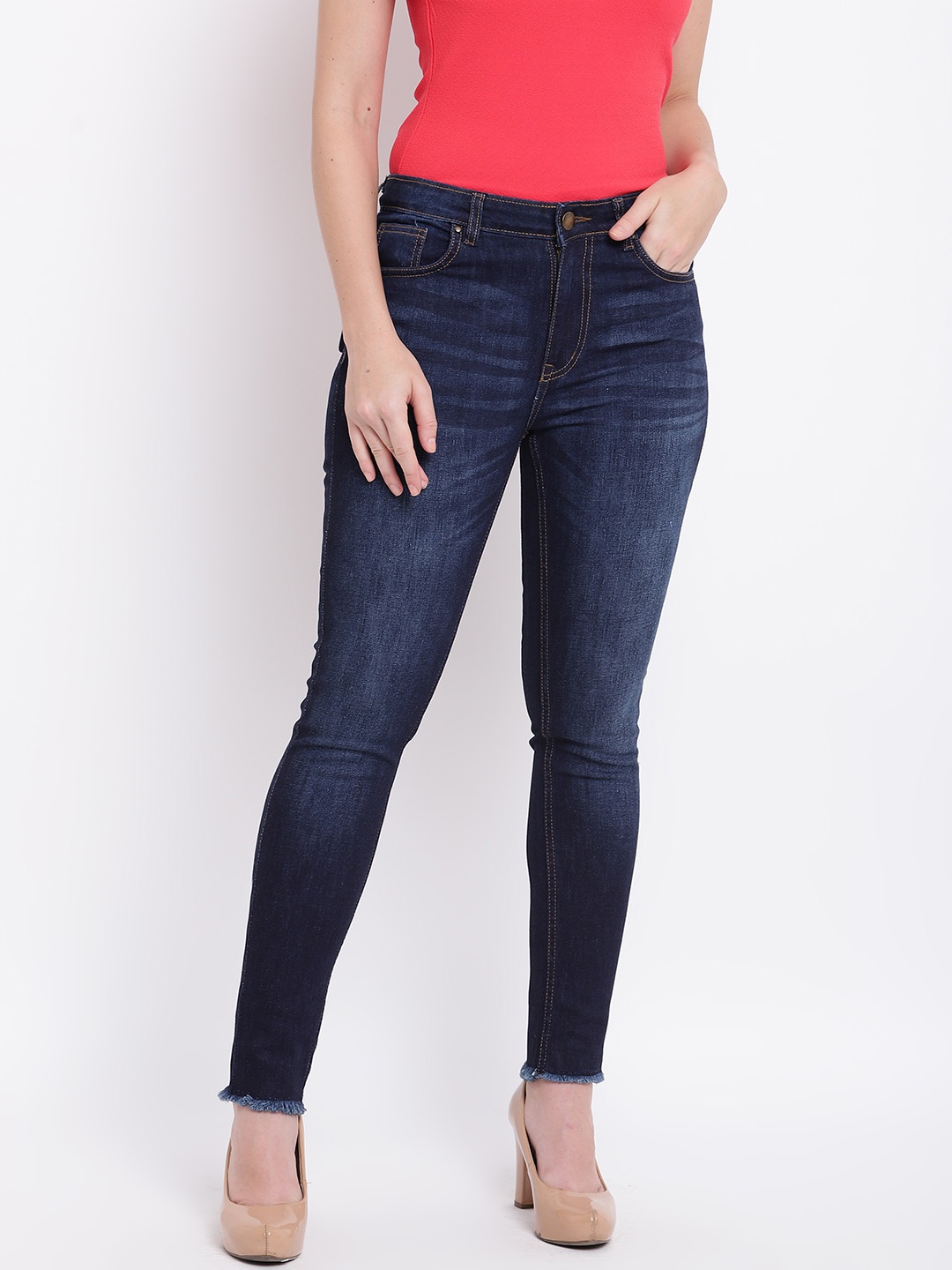 

Deewa Women Navy Blue Slim Fit High-Rise Clean Look Stretchable Jeans