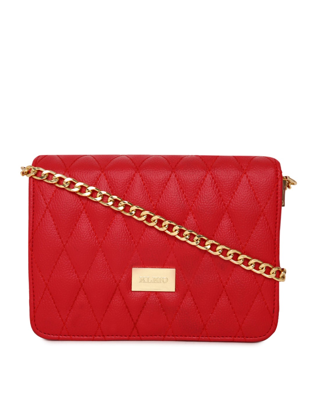 

KLEIO Red Quilted Structured Sling Party Bag