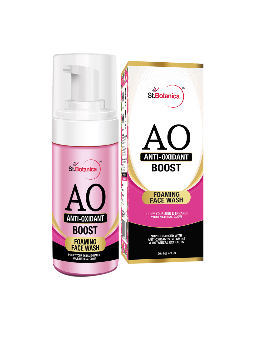 

StBotanica Unisex Anti Oxidant Boost Foaming Face Wash 120ml, Pink