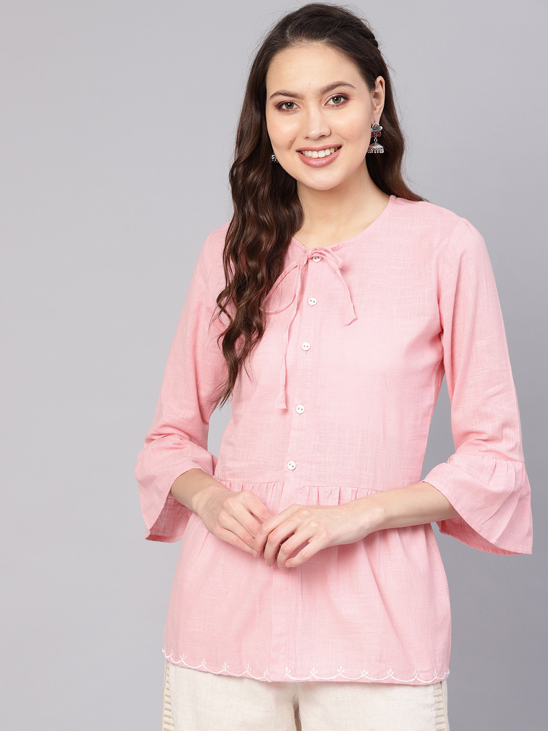 

Nayo Women Pink Solid A-Line Tunic