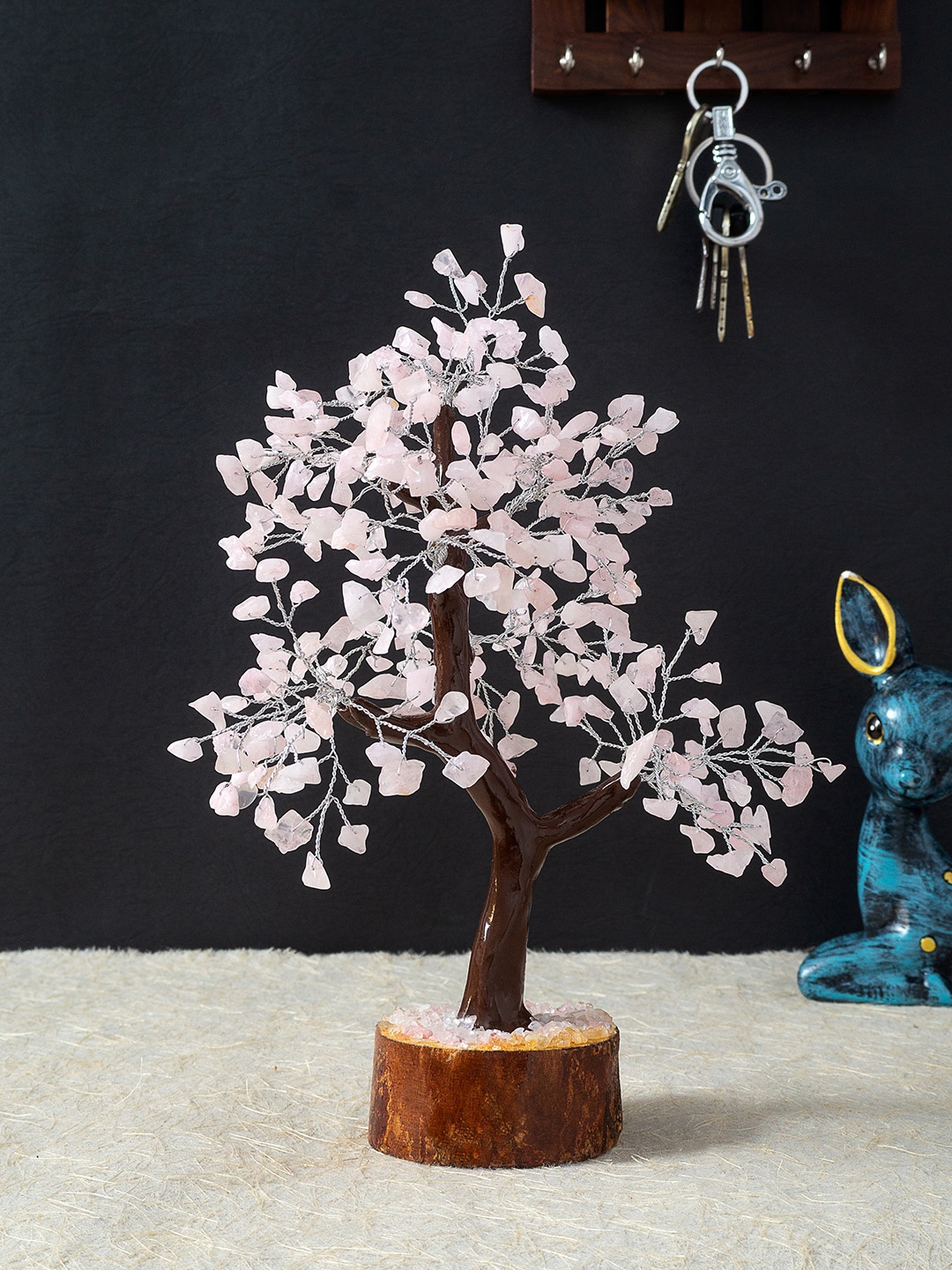 

Golden Peacock Pink & Brown Handcrafted Agate Stone Tree Showpiece