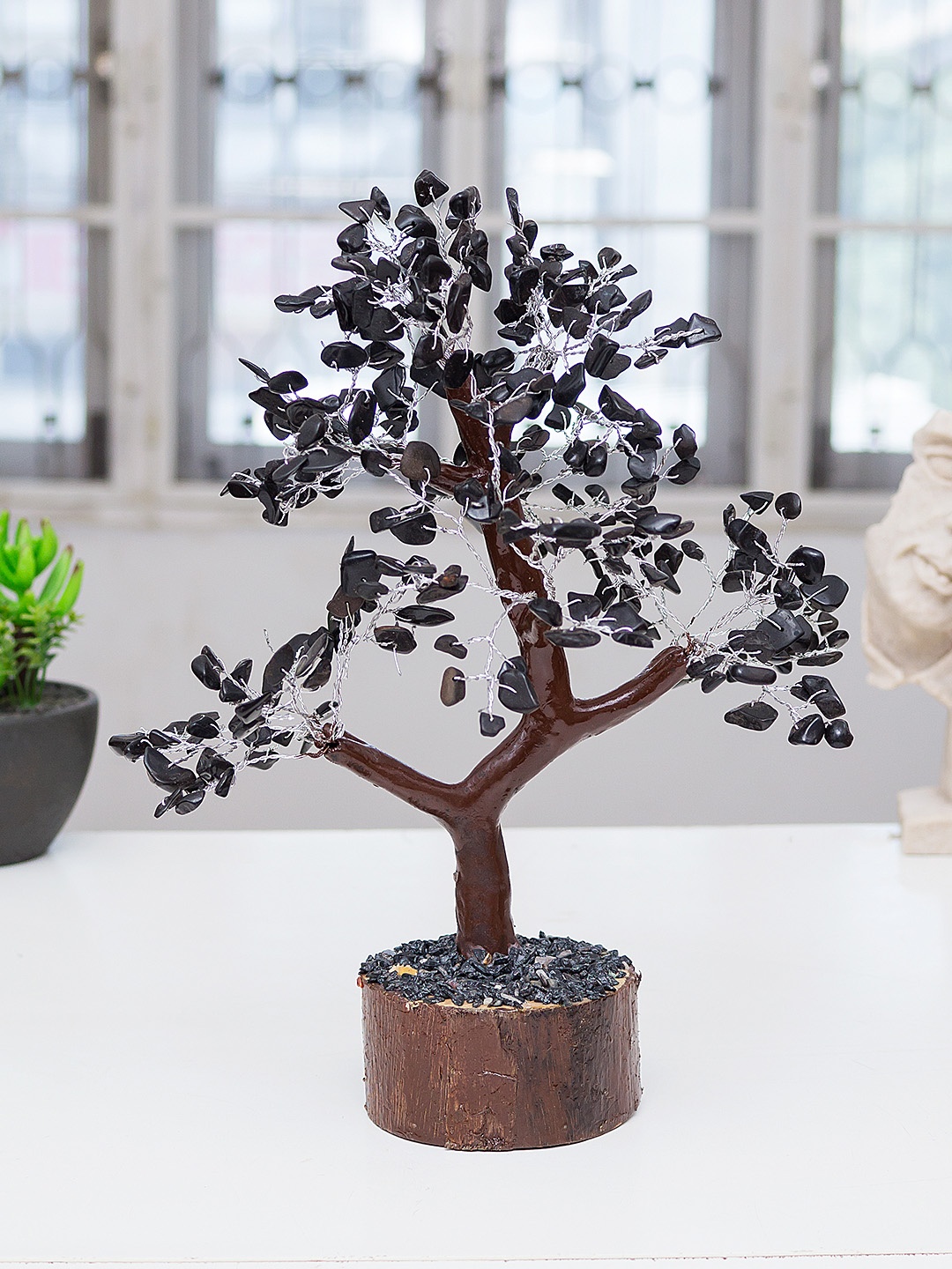

Golden Peacock Black & Brown Handcrafted Agate Stone Tree Showpiece