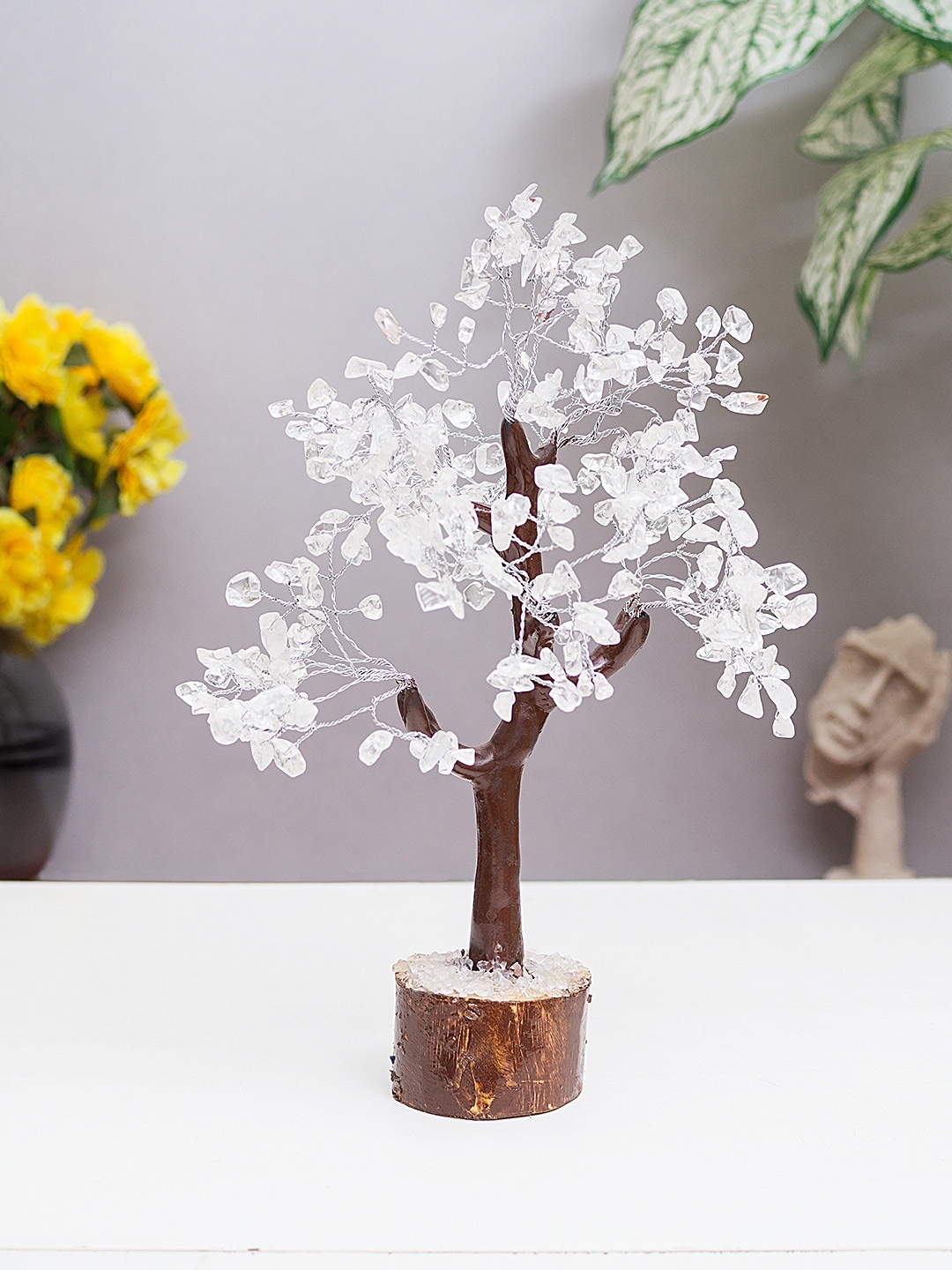 

Golden Peacock White & Brown Handcrafted Agate Stone Tree Showpiece