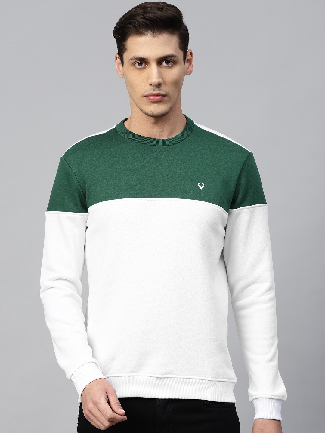 

Allen Solly Sport Men White & Green Colourblocked Sweatshirt
