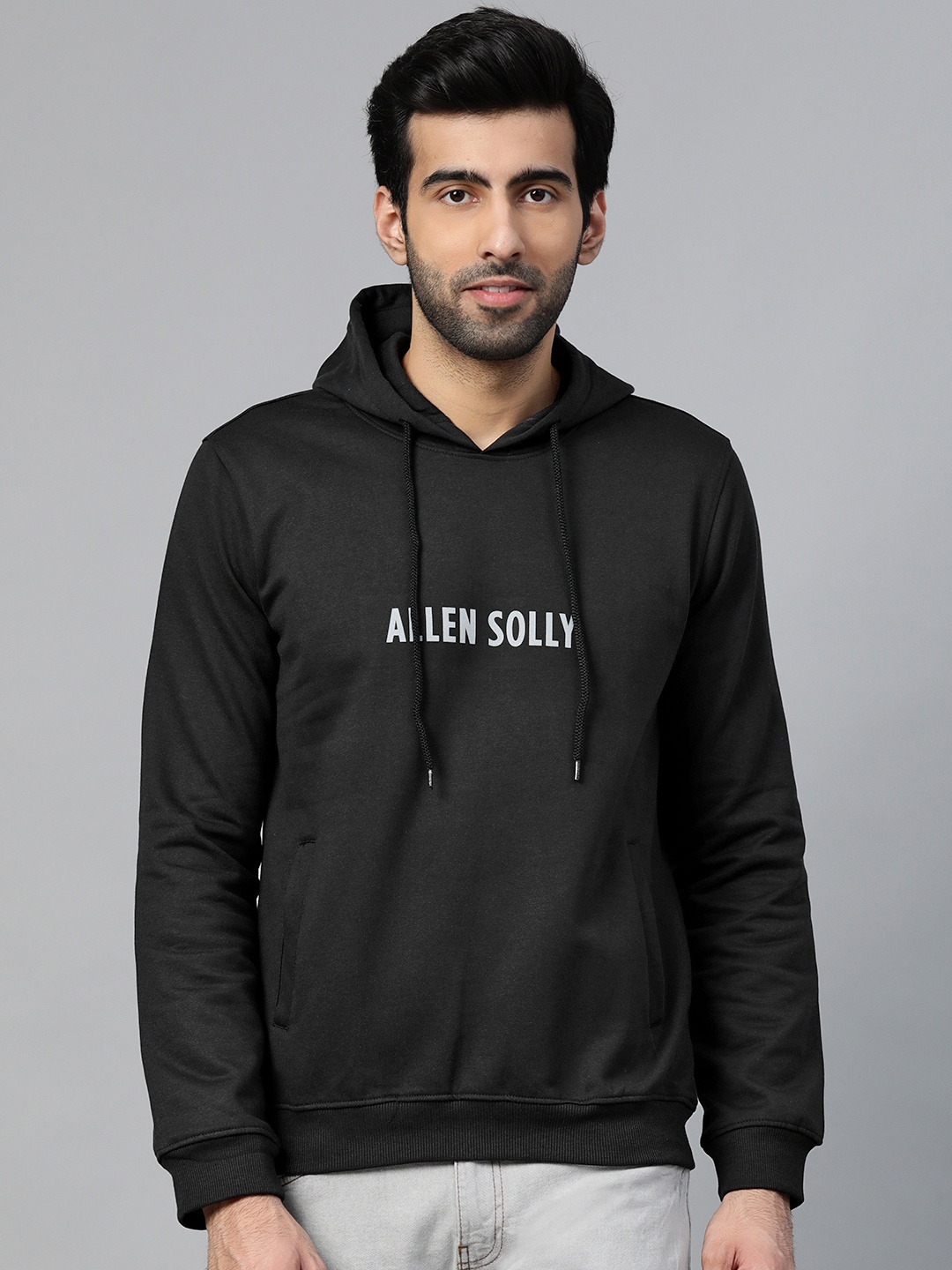 

Allen Solly Men Black Solid Hooded Sweatshirt