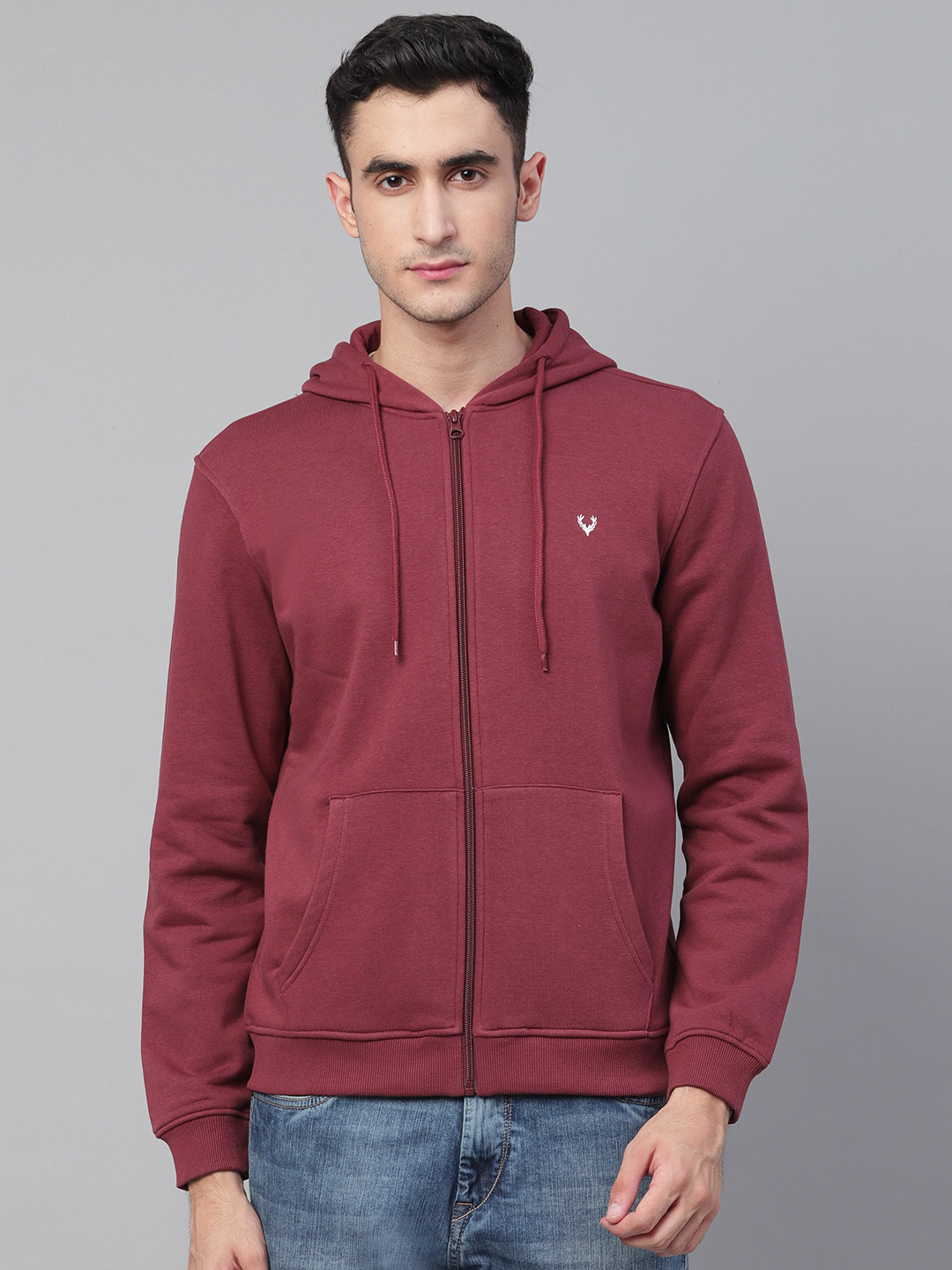 

Allen Solly Sport Men Maroon Solid Hooded Sweatshirt