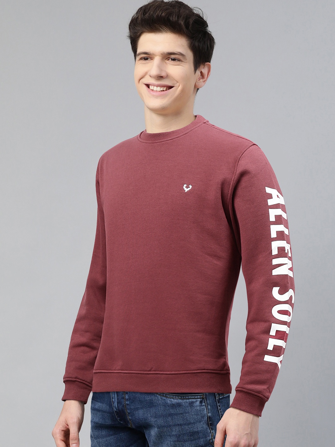 

Allen Solly Sport Men Burgundy Solid Sweatshirt