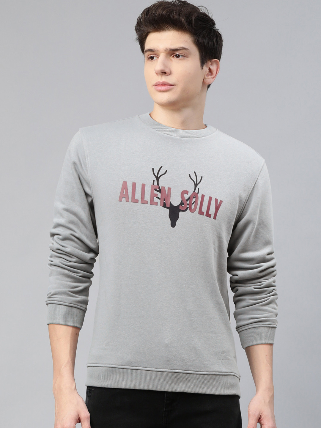 

Allen Solly Men Grey Solid Sweatshirt