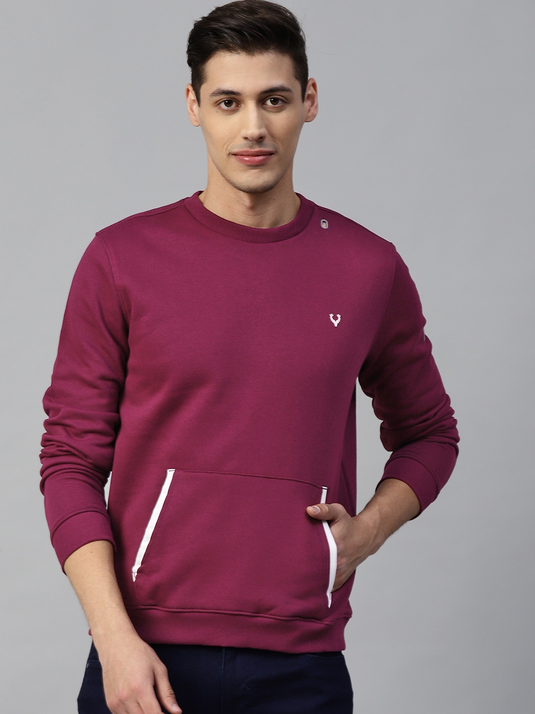 

Allen Solly Men Purple Solid Sweatshirt