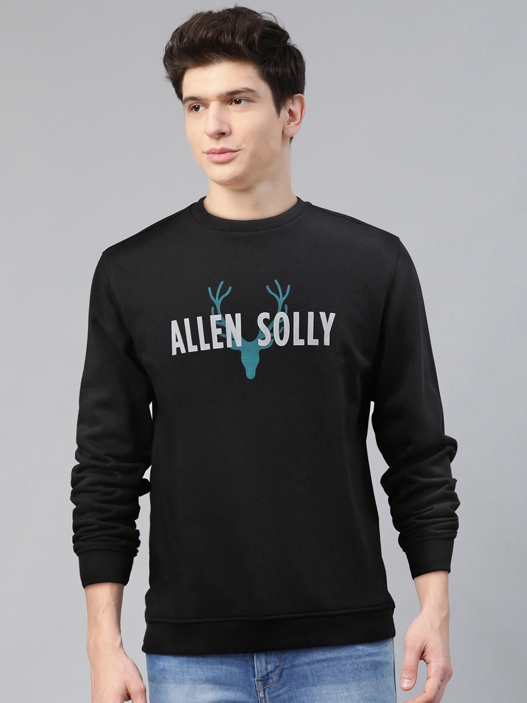 

Allen Solly Men Black & White Solid Sweatshirt
