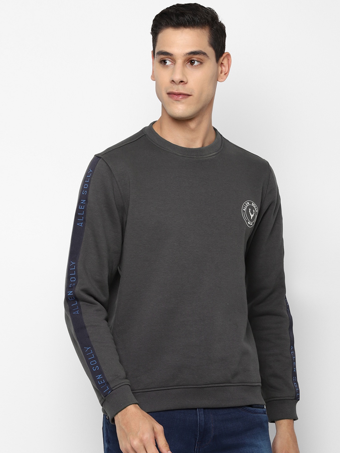 

Allen Solly Sport Men Charcoal Grey Solid Sweatshirt