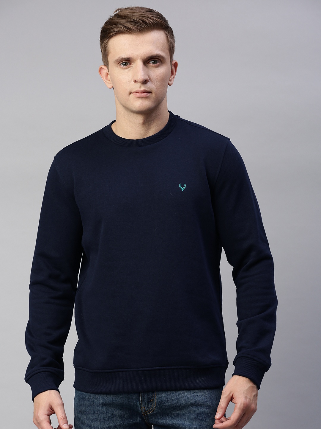 

Allen Solly Men Navy Blue Solid Sweatshirt