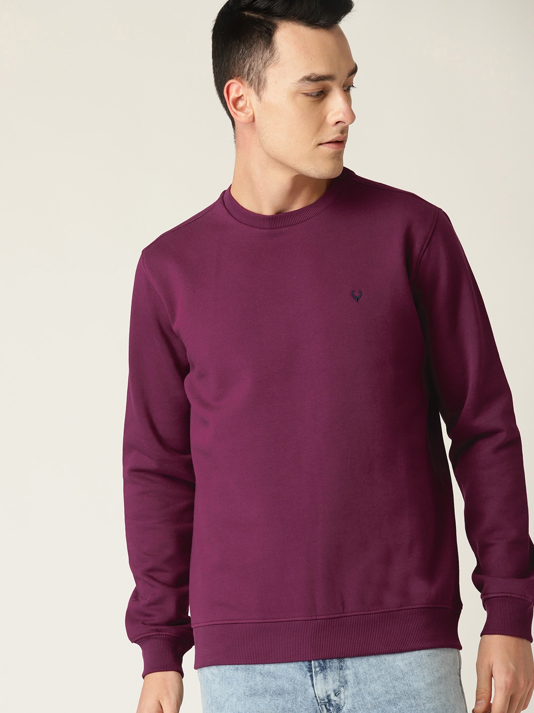 

Allen Solly Men Purple Solid Sweatshirt