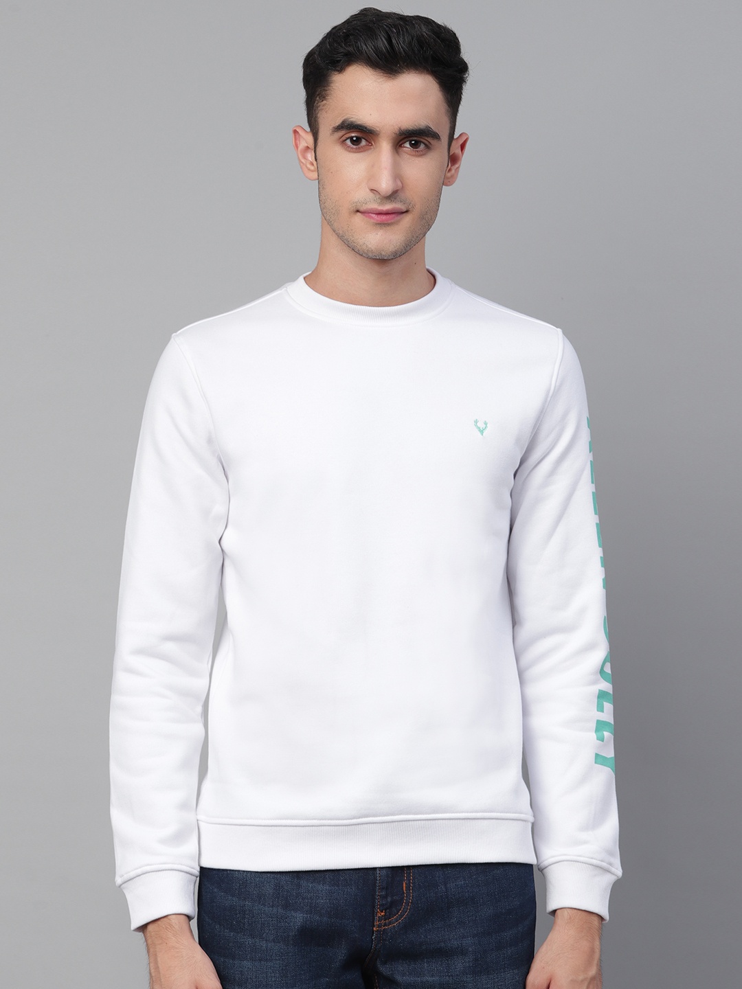

Allen Solly Sport Men White Solid Sweatshirt with Printed Detail