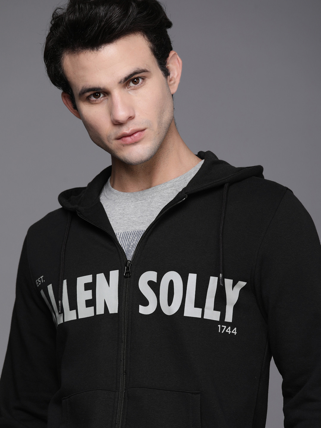 

Allen Solly Sport Men Black Printed Hooded Sweatshirt