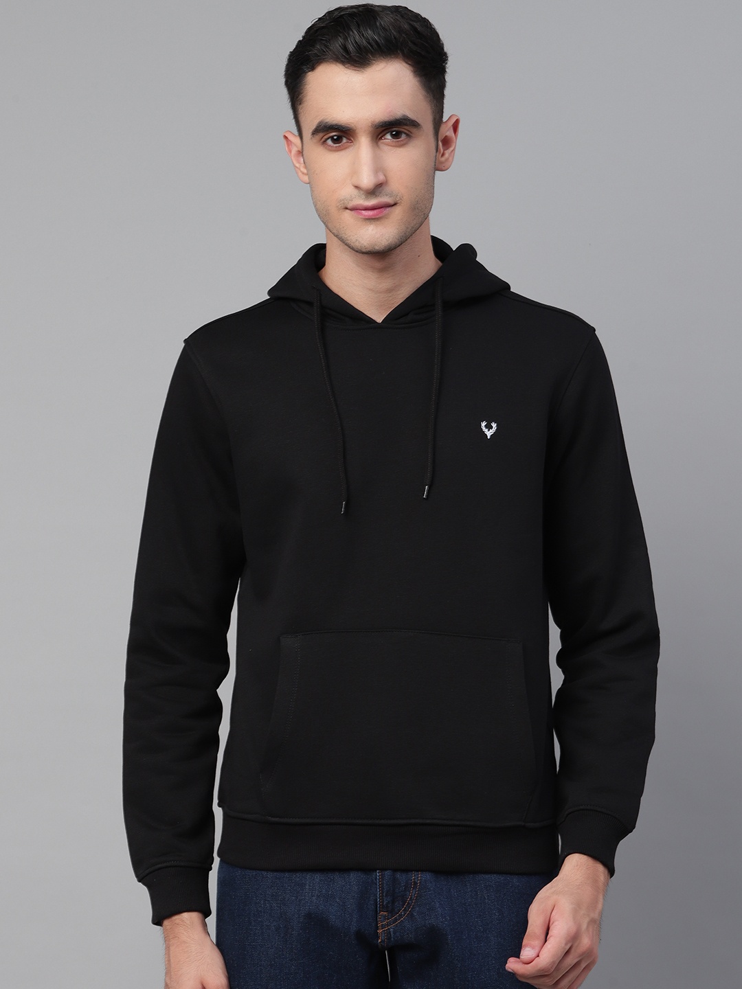 

Allen Solly Men Black Solid Hooded Sweatshirt