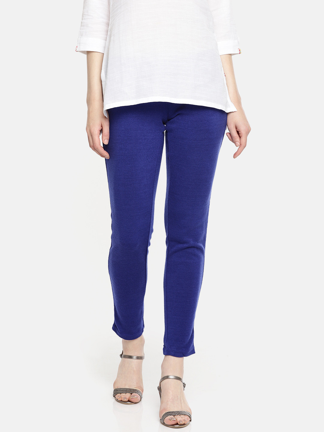 

Global Desi Blue Solid Leggings