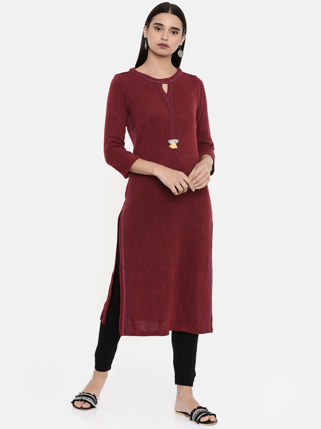

Global Desi Maroon Solid Tunic