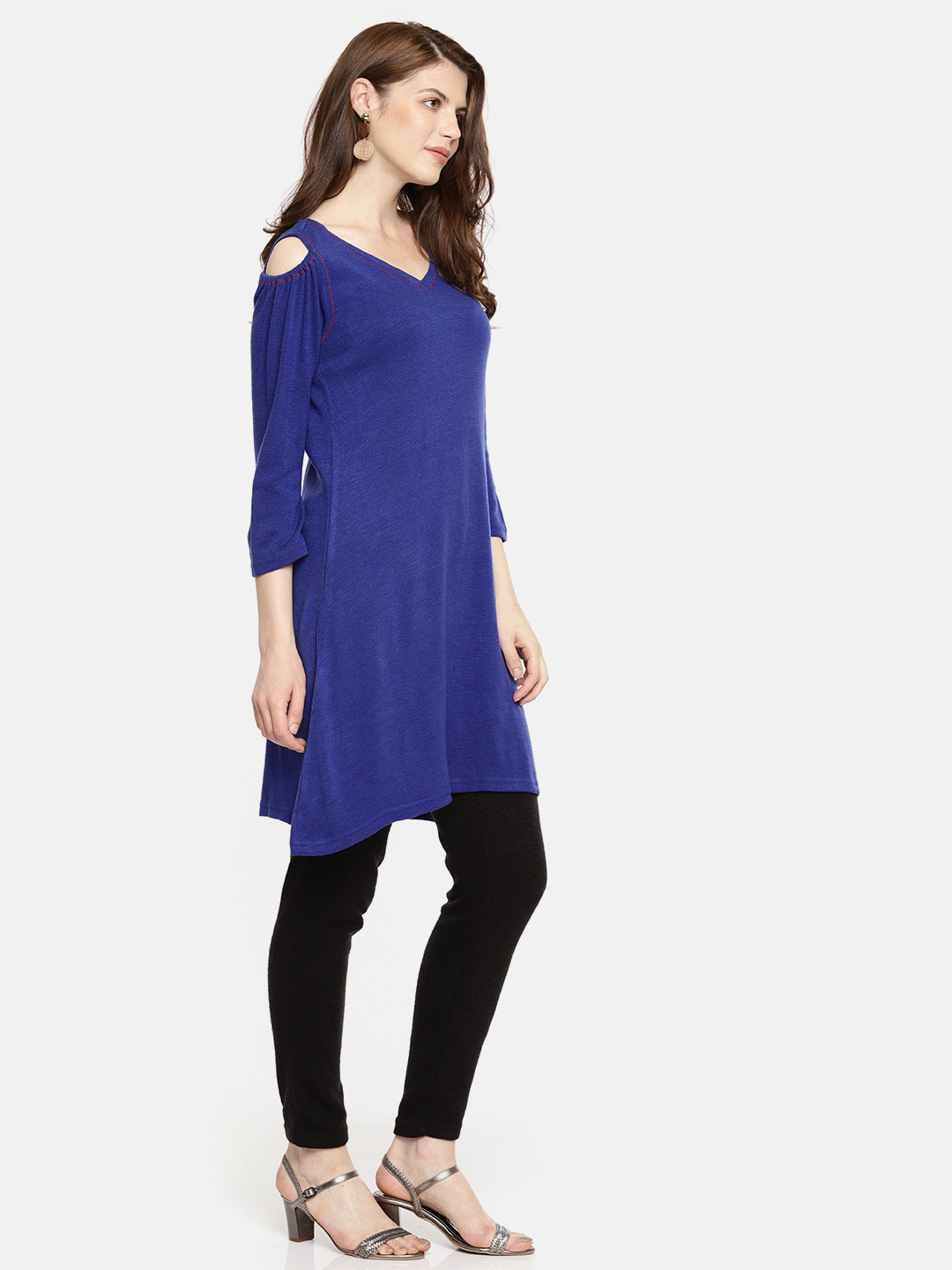 

Global Desi Blue Solid Tunic