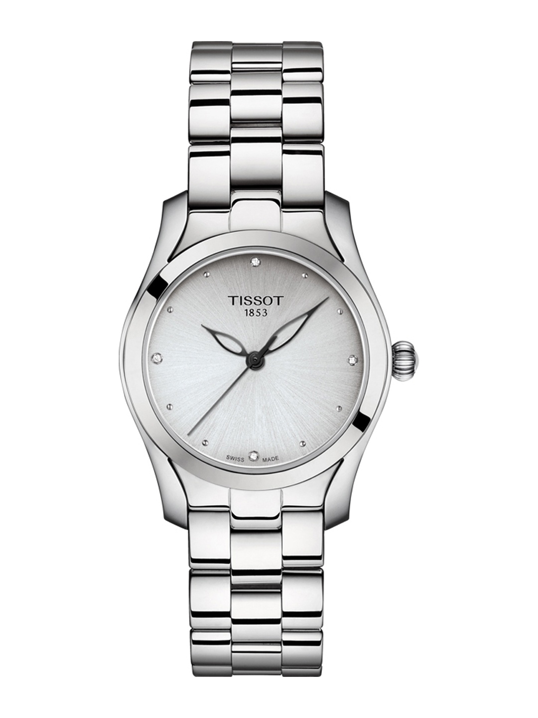 

TISSOT Women Silver-Toned T-Wave Diamond-Studded Analogue Watch T1122101103600