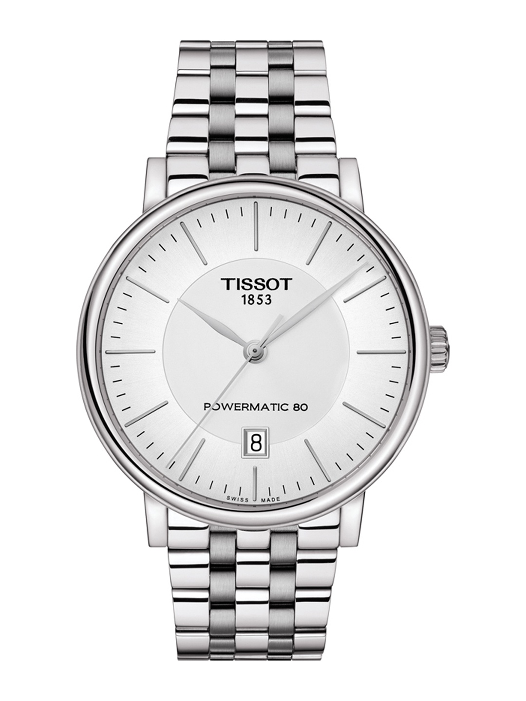 

TISSOT Men Silver-Toned Carson Premium Powermatic 80 Swiss Automatic Analogue Watch T1224071103100