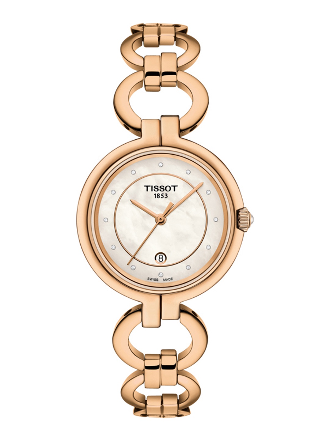 

TISSOT Women White Flamingo Mother of Pearl Diamond Studded Analogue Watch T0942103311601