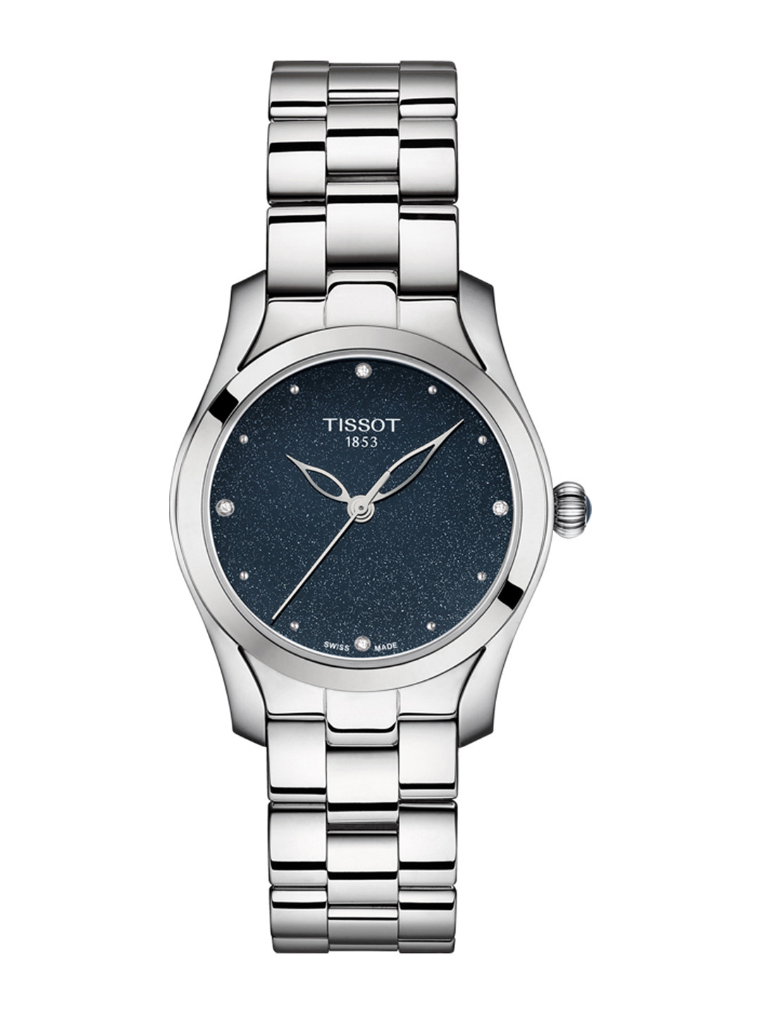 

TISSOT Women Blue T-Wave Diamond-Studded Analogue Watch T1122101104600