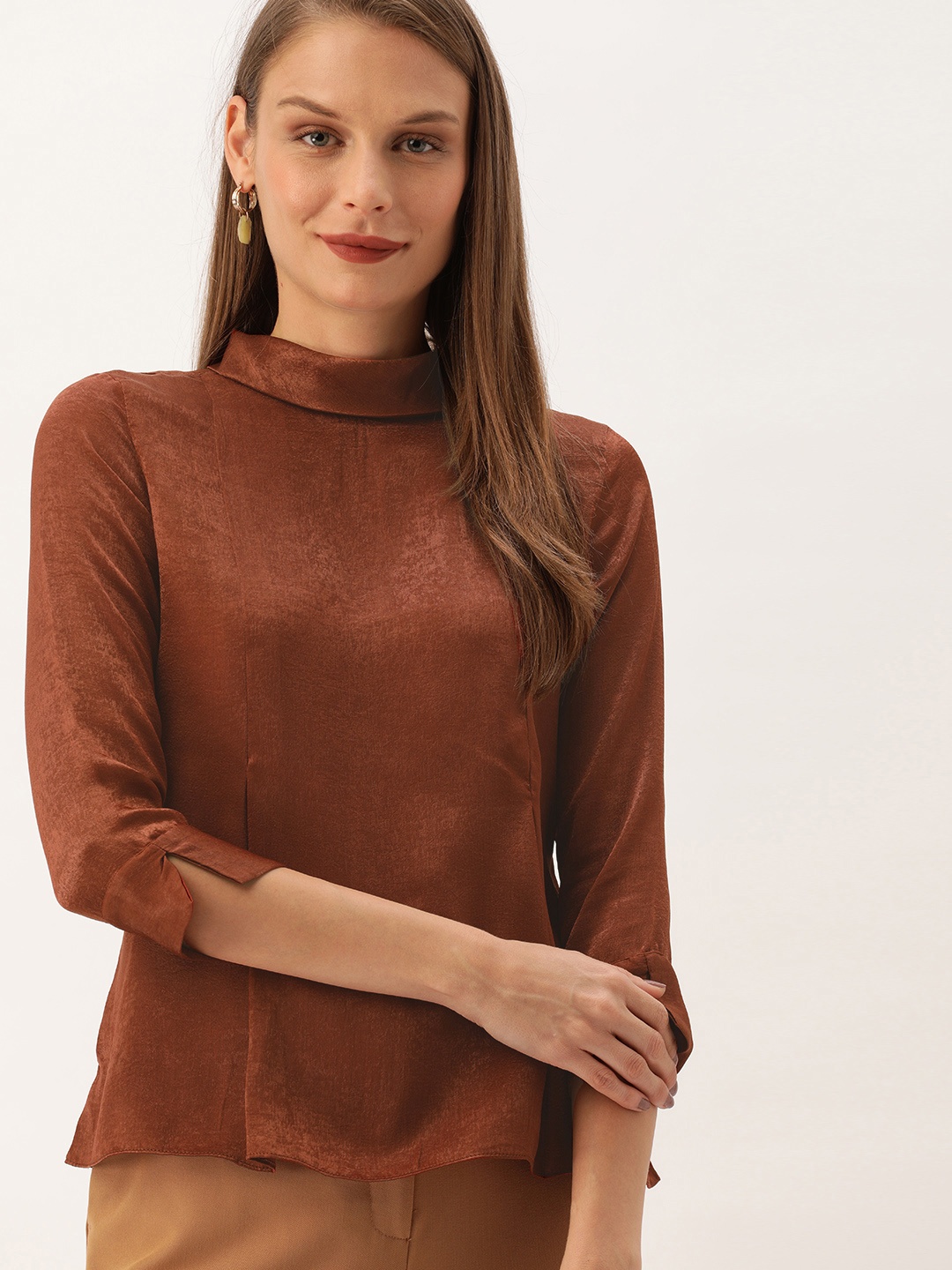 

AND Women Brown Solid Top