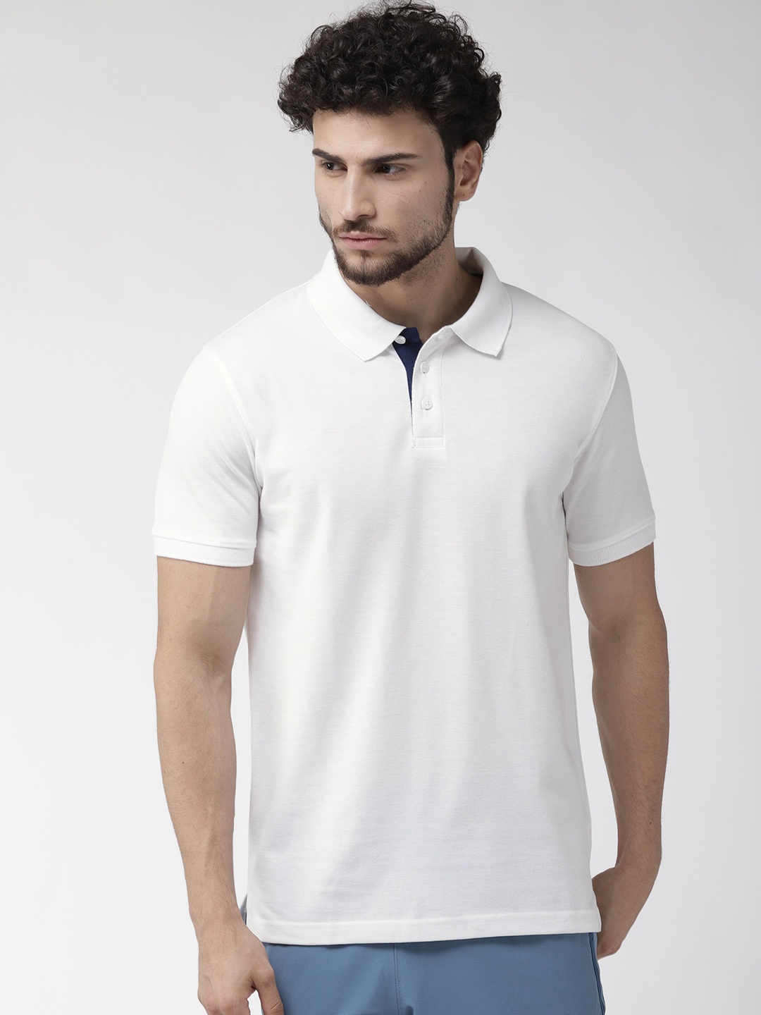 

Alcis Men White Solid Polo Collar Training T-shirt