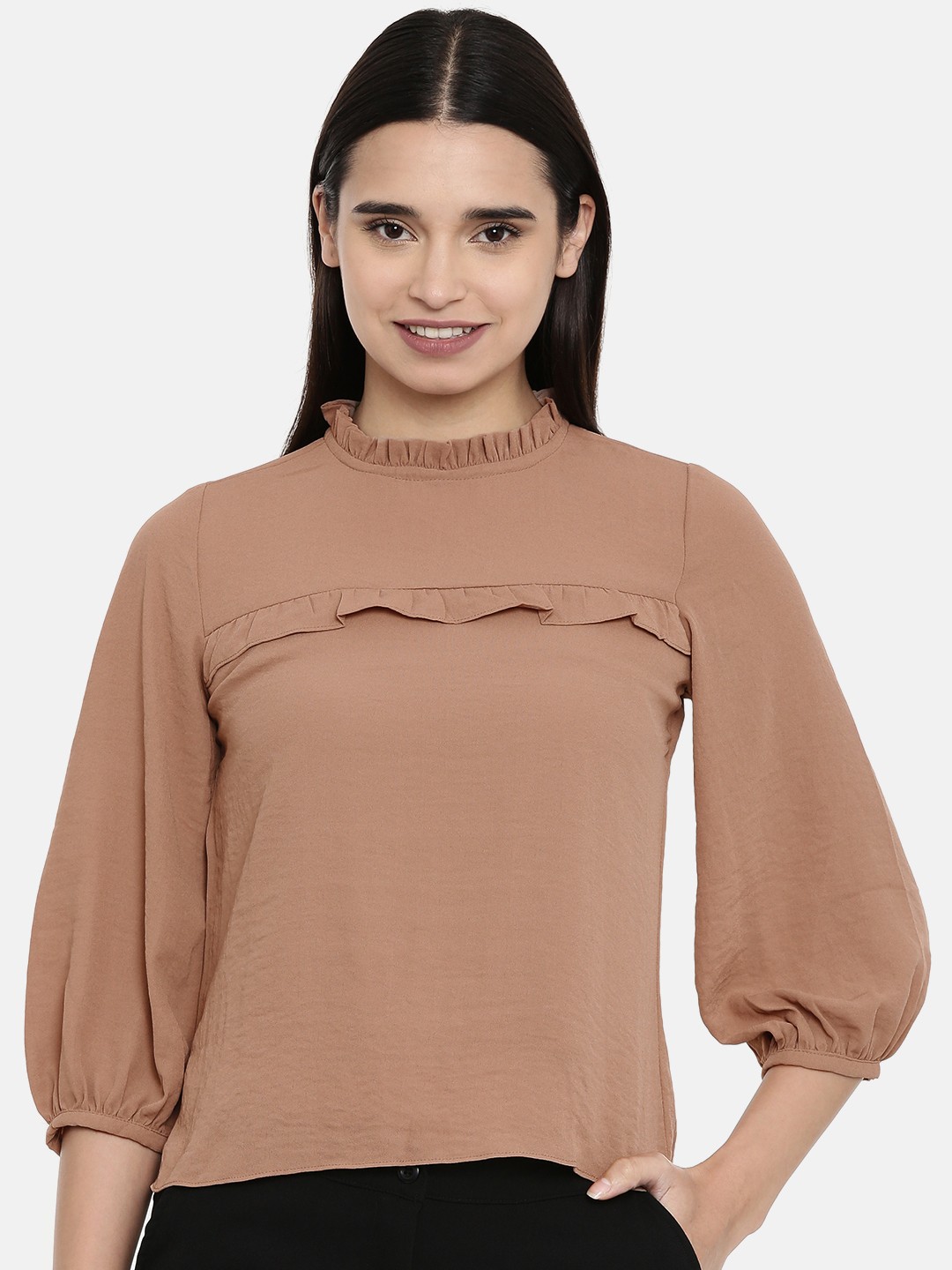 

AND Women Brown Solid Top