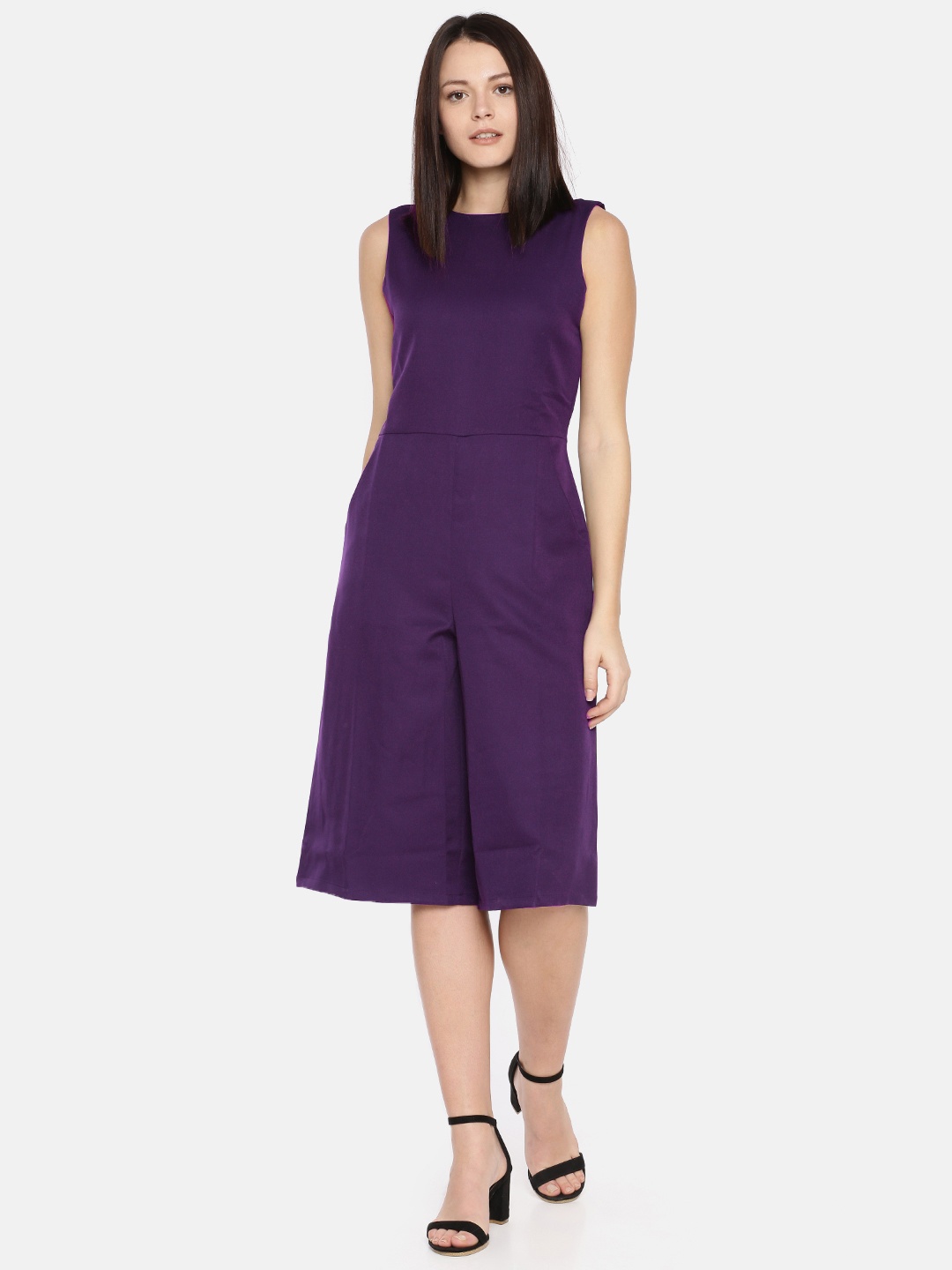 

AND Women Purple Solid Basic Jumpsuit