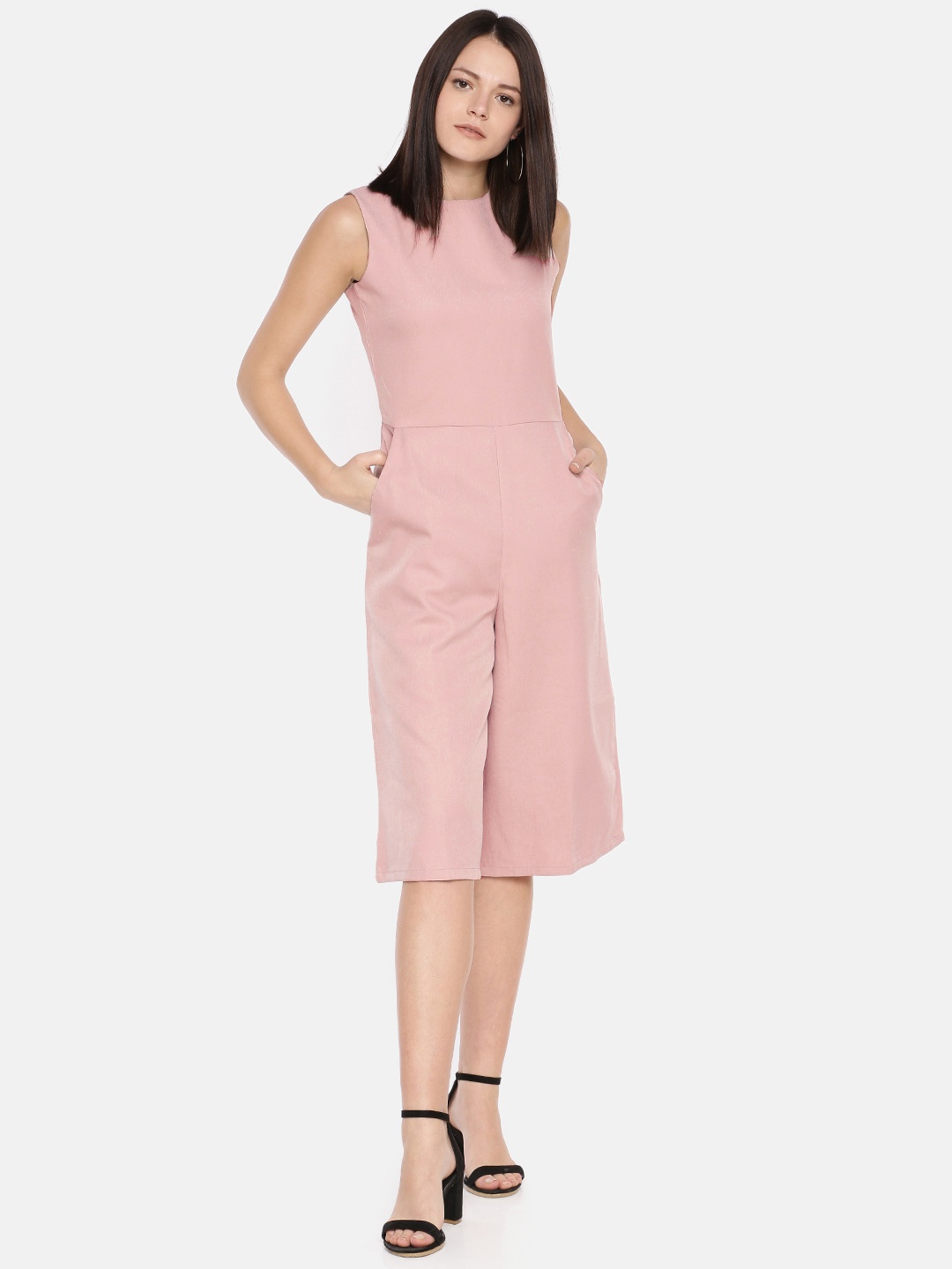 

AND Women Pink Solid Basic Jumpsuit