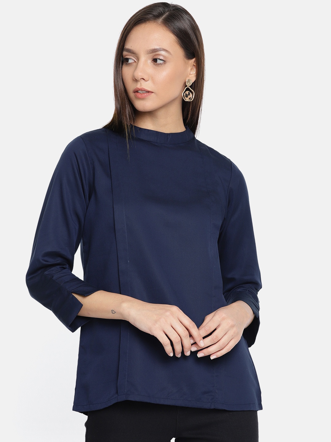 

AND Women Navy Blue Solid Top