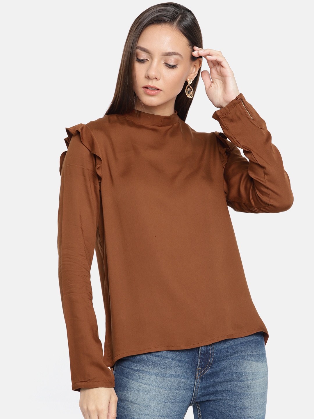 

AND Women Brown Solid Top