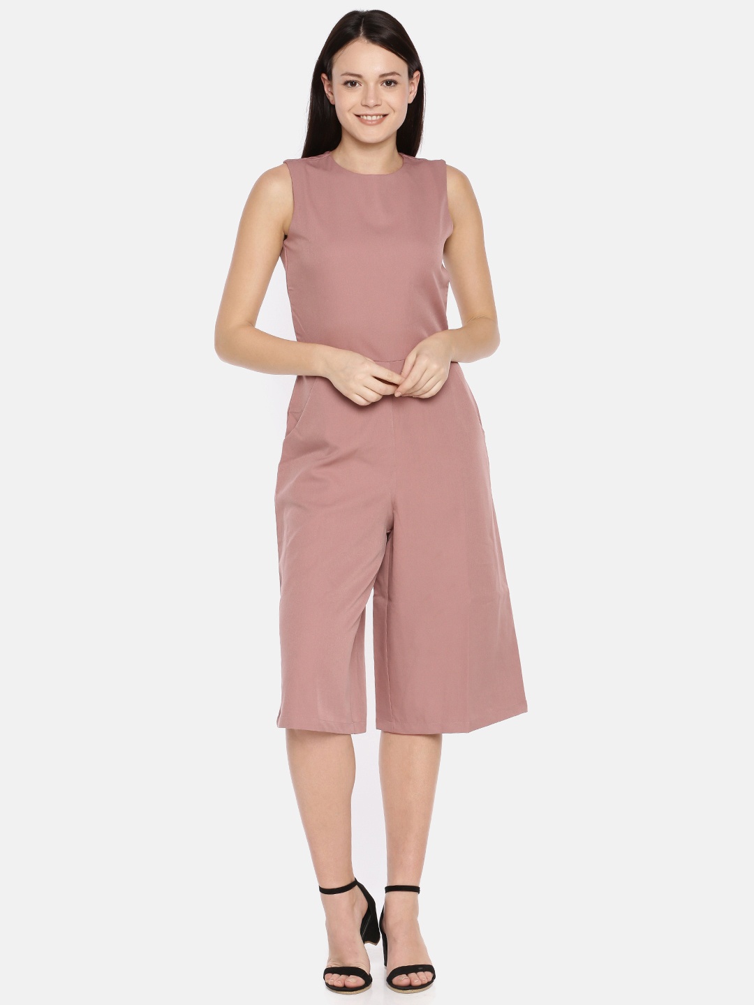 

AND Women Pink Solid Basic Jumpsuit