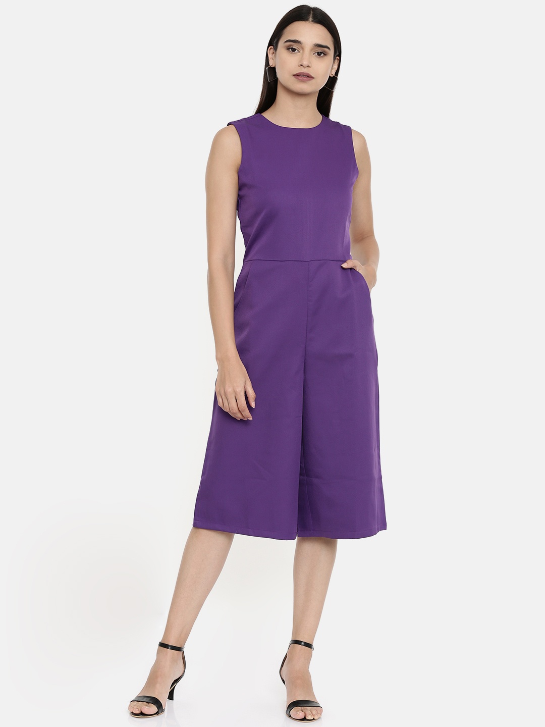 

AND Women Purple Solid Culotte Jumpsuit