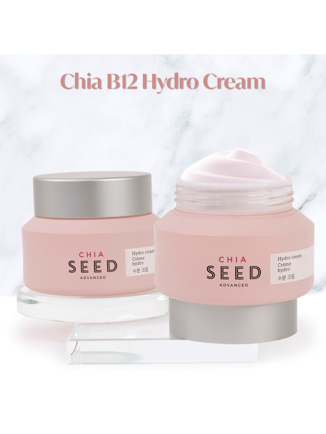 

The Face Shop Chia Seed Hydro Cream with Vitamin B12 for Intense Hydration 50 ml, Pink