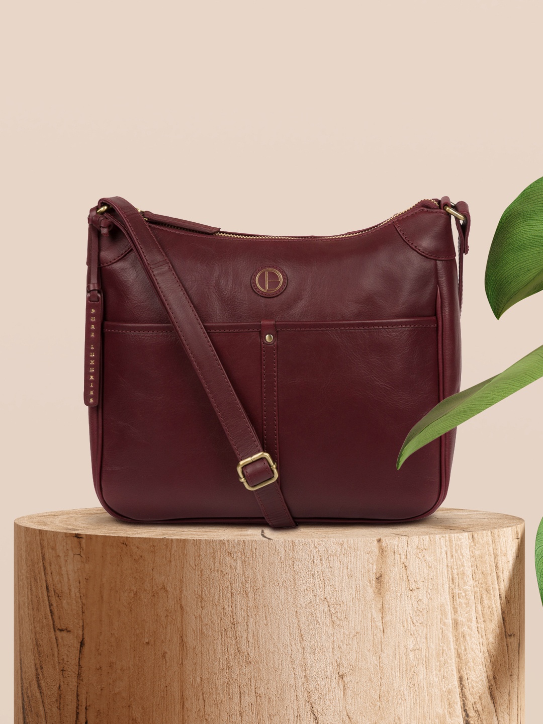 

PURE LUXURIES LONDON Women Burgundy Solid Genuine Leather Clovely Sling Bag