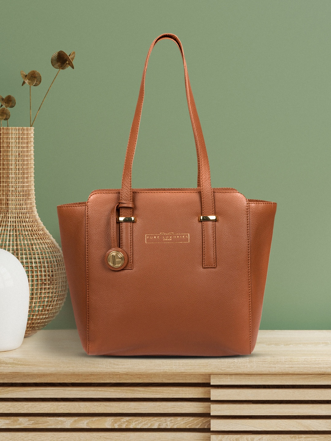 

PURE LUXURIES LONDON Women Tan Brown Solid Genuine Leather Blakeley Shoulder Bag