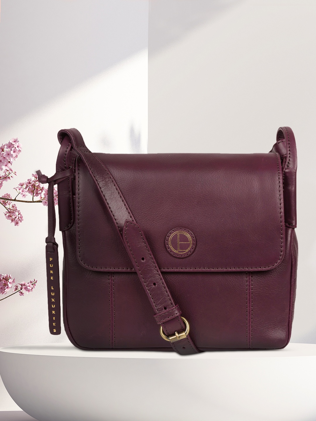 

PURE LUXURIES LONDON Women Purple Solid Genuine Leather Houghton Sling Bag