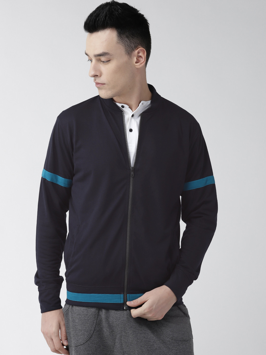 

Hubberholme Men Navy Blue Solid Sweatshirt